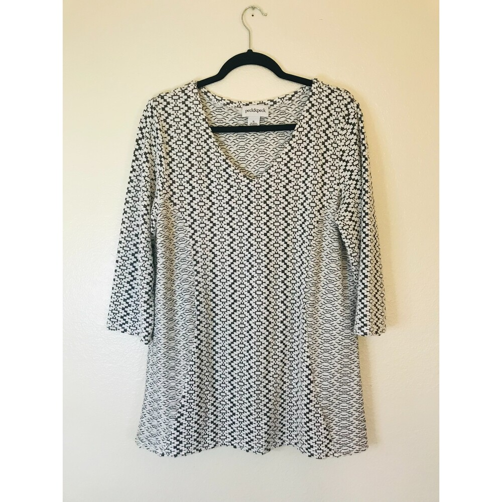 Peck & Peck Women's Waffle Knit Tunic with 3/4 Sleeves, Size XL